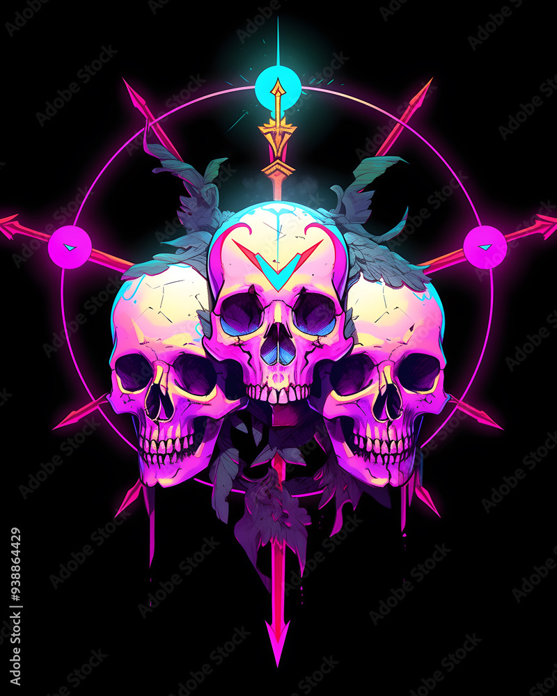 Skull and Crossed Axes symmetry layout illustration Skull and Crossed Axes symmetry layout illustration