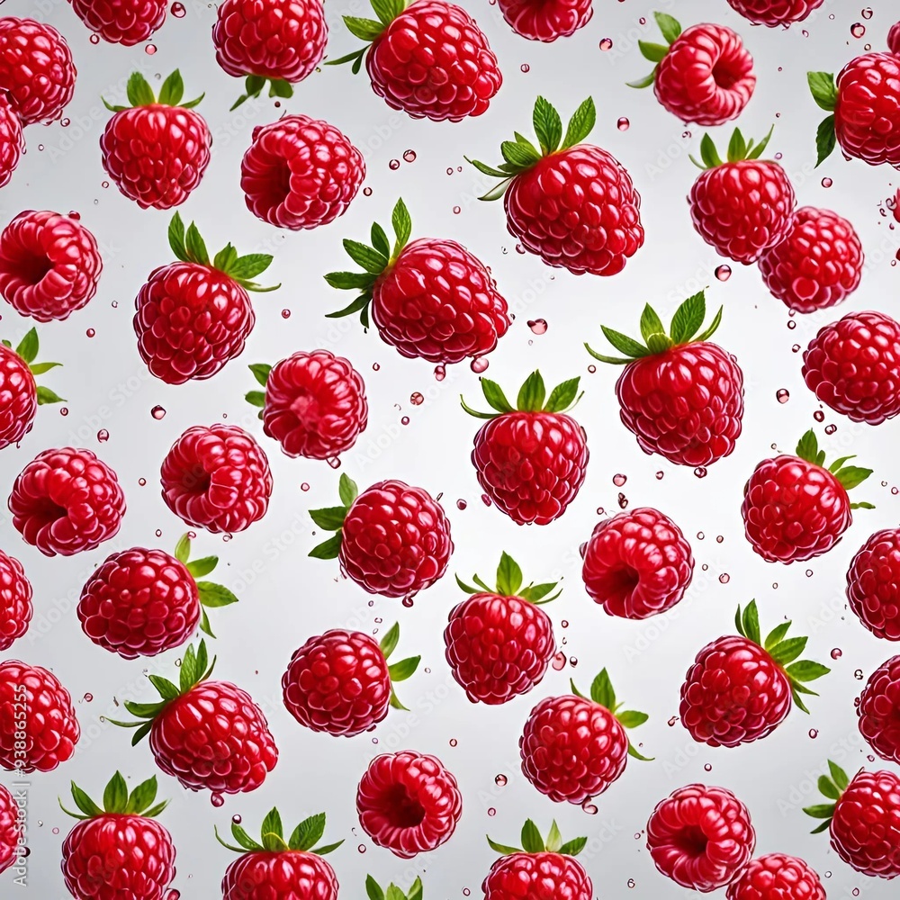 A pattern of whole berries and raspberry slices A pattern of whole berries and raspberry slices