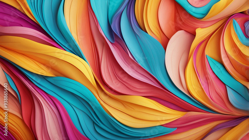 Wallpaper Mural Abstract geometric composition with bright colors in overlapping shapes, blending harmoniously together. Torontodigital.ca