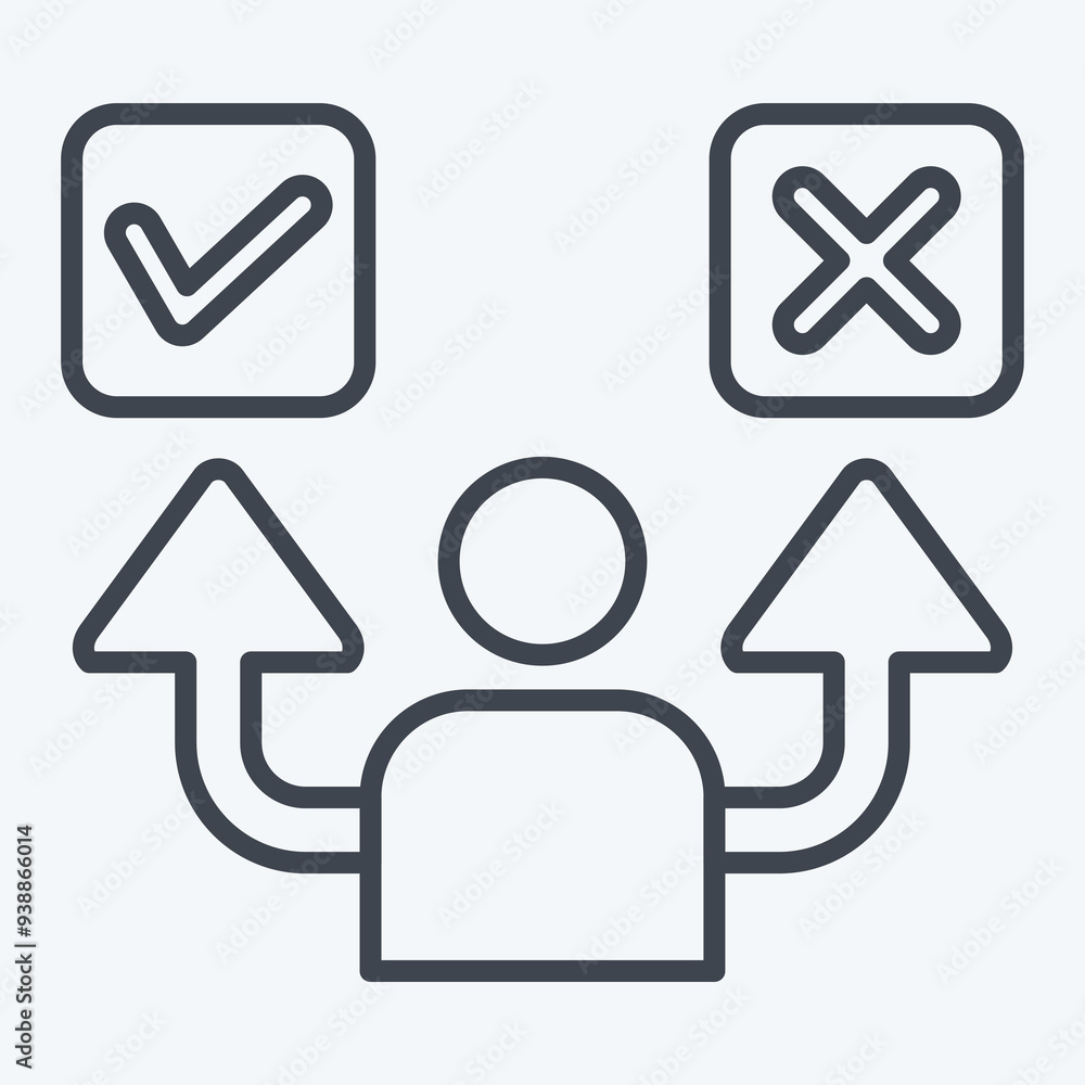 Icon Decide. related to Choice symbol. line style. simple illustration Icon Decide. related to Choice symbol. line style. simple illustration