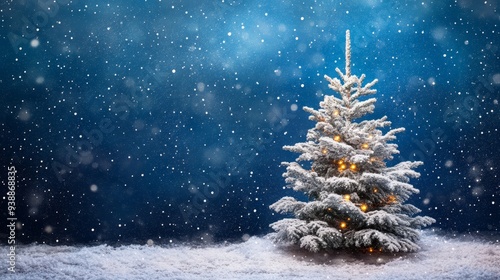 Wallpaper Mural Decorated Christmas tree in a snowy night, with glowing lights and festive ornaments, perfect for a holiday card. Torontodigital.ca