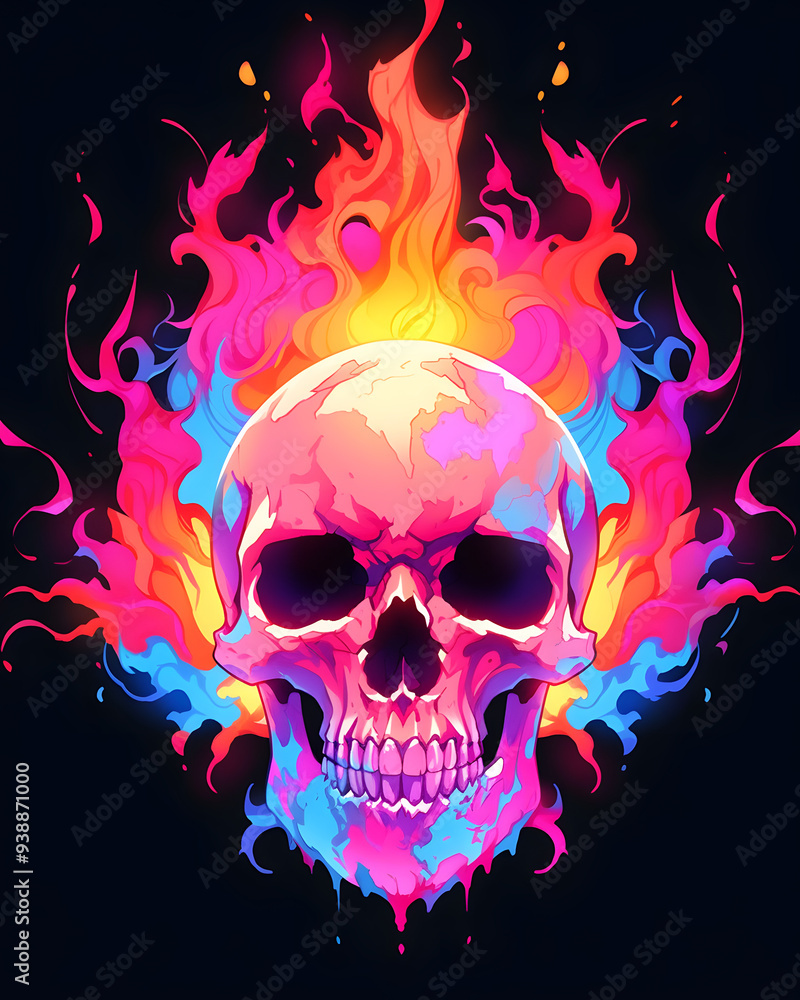 Skull and Fire symmetry layout illustration Skull and Fire symmetry layout illustration