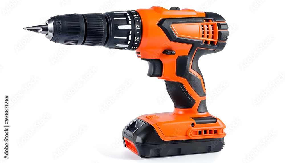 Modern cordless electric drill isolated on white Modern cordless electric drill isolated on white