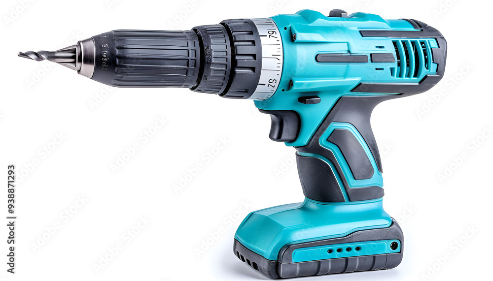 Modern cordless electric drill isolated on white Modern cordless electric drill isolated on white