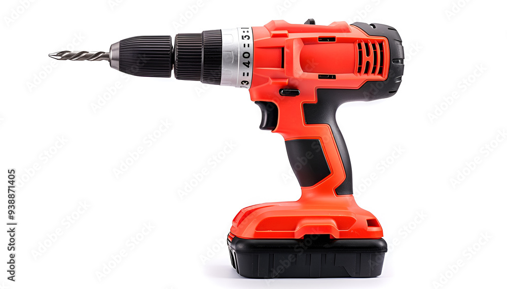 Modern cordless electric drill isolated on white Modern cordless electric drill isolated on white