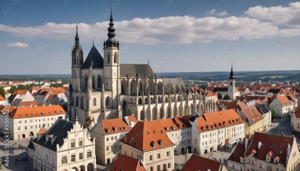 Aerial drone view of the Sibiu Lutheran Cathedral Romania Aerial drone view of the Sibiu Lutheran Cathedral Romania