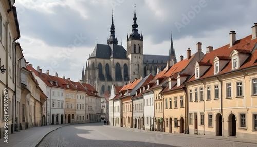 Aerial drone view of the Sibiu Lutheran Cathedral Romania