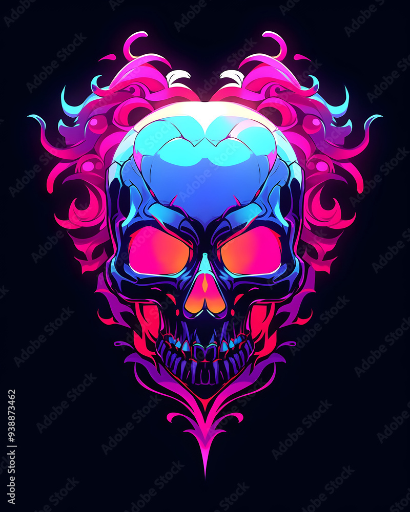 Skull and Heart symmetry layout illustration Skull and Heart symmetry layout illustration