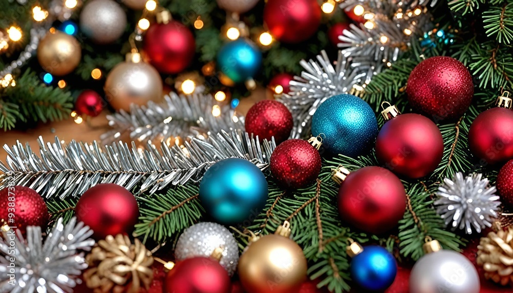 Christmas background with colorful Christmas balls and fir branches Christmas background with colorful Christmas balls and fir branches