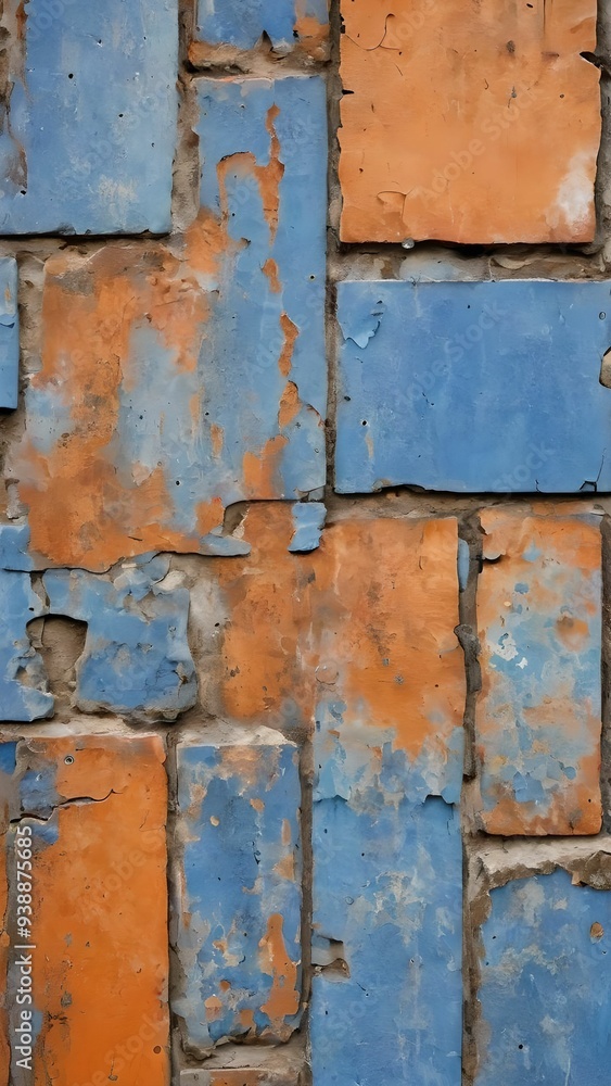 Texture, rusty metal, blue and orange Texture, rusty metal, blue and orange