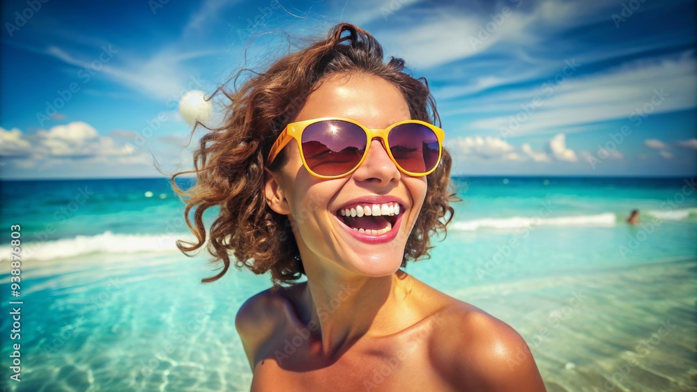 Carefree individual wearing trendy shades and a bright smile, basking in the warm sunlight on a vibrant summer day at the beach or poolside. Carefree individual wearing trendy shades and a bright smile, basking in the warm sunlight on a vibrant summer day at the beach or poolside.