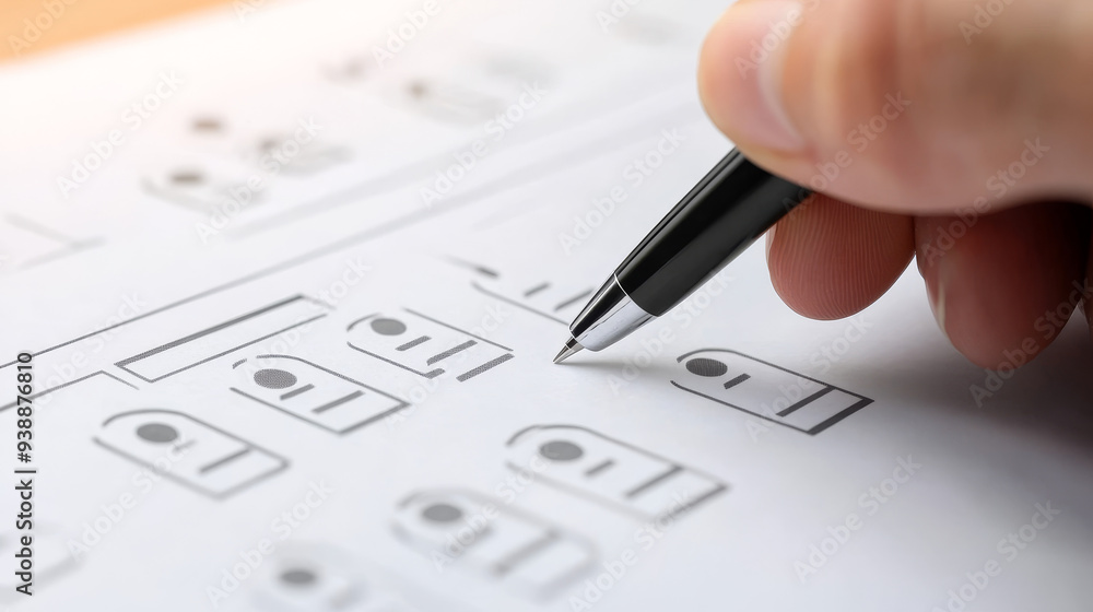 Headhunter using a pen to tick the correct mark on a resume application form, focusing on screening and selecting the best candidates. Headhunter using a pen to tick the correct mark on a resume application form, focusing on screening and selecting the best candidates.