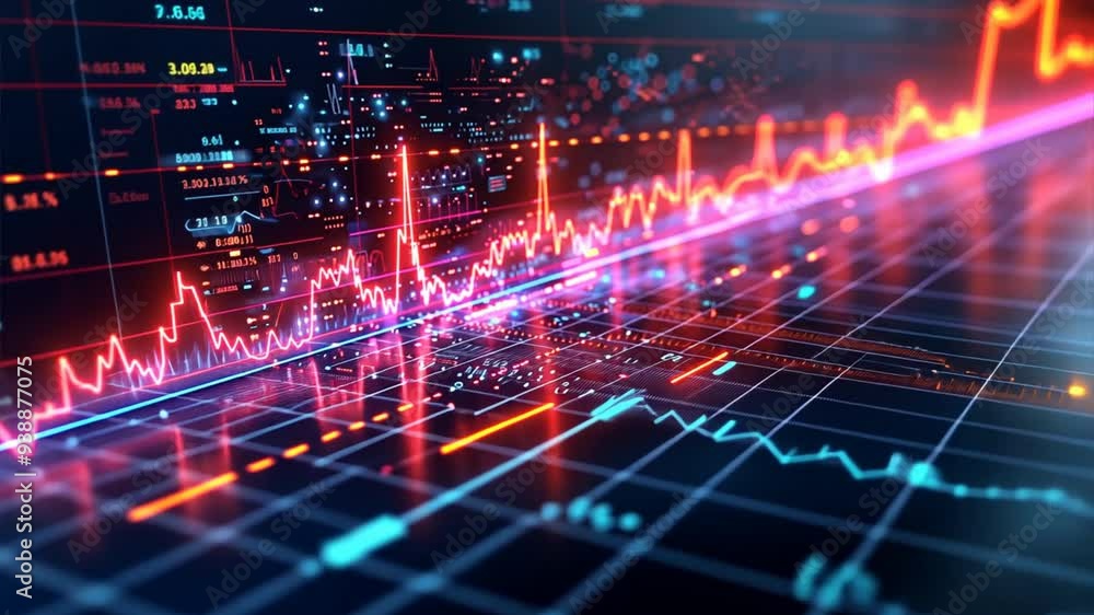 Digital Pulse: An abstract representation of financial growth, with vibrant lines and data points forming a dynamic, futuristic landscape. The image evokes a sense of momentum, potential, and the thri Digital Pulse: An abstract representation of financial growth, with vibrant lines and data points forming a dynamic, futuristic landscape. The image evokes a sense of momentum, potential, and the thri