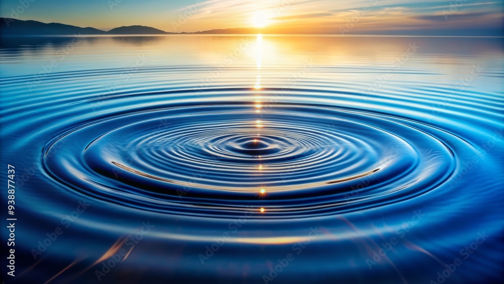 Circular ripples emanate from a central point, distorting a calm water surface, capturing the essence of vibrational energy in a mesmerizing visual representation. Circular ripples emanate from a central point, distorting a calm water surface, capturing the essence of vibrational energy in a mesmerizing visual representation.