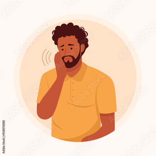 Young man suffer from tooth pain that causes discomfort illustration