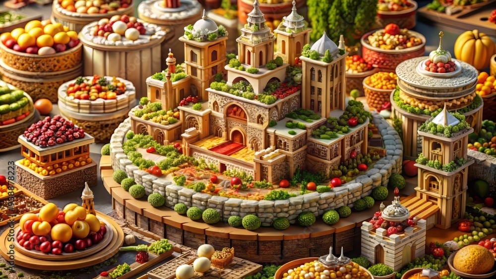 Fototapeta premium Hyper-realistic food architecture with intricate details