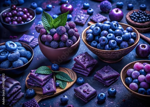 Deep blues and purples evoking midnight snacking photo