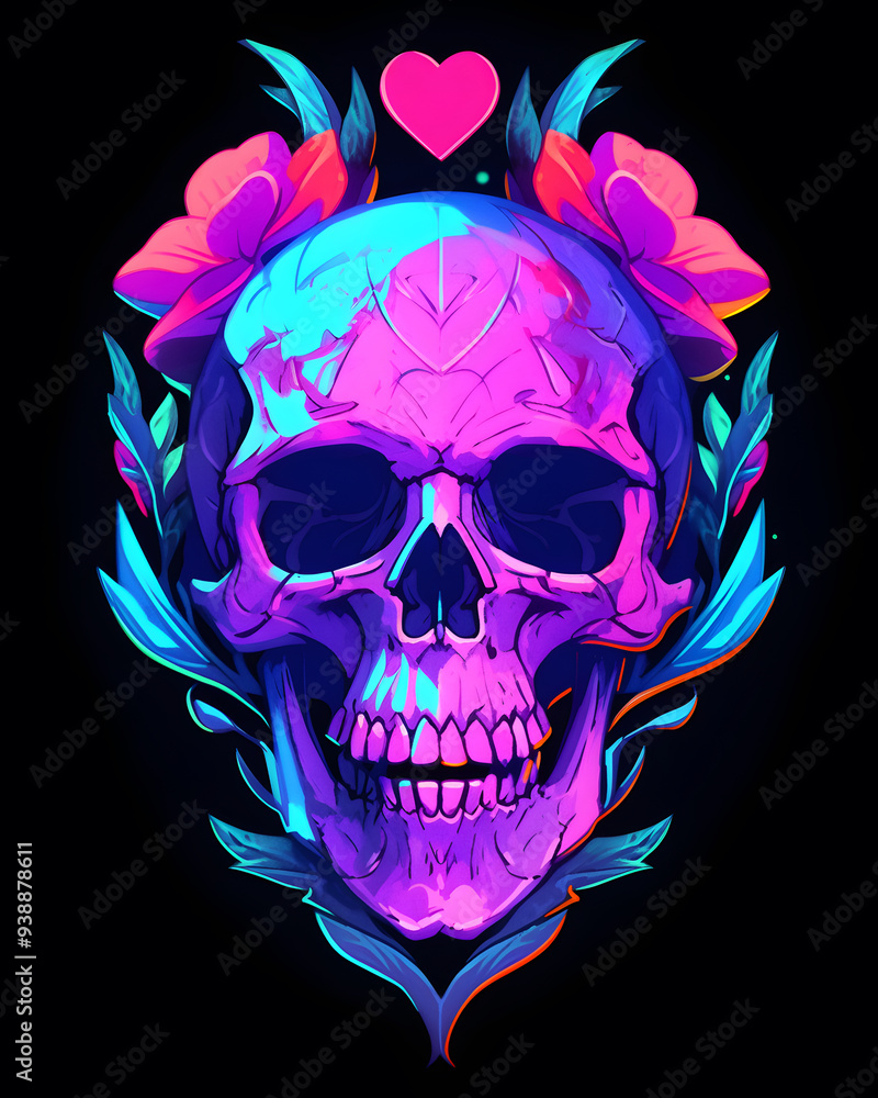 Skull and Playing Cards symmetry layout illustration Skull and Playing Cards symmetry layout illustration