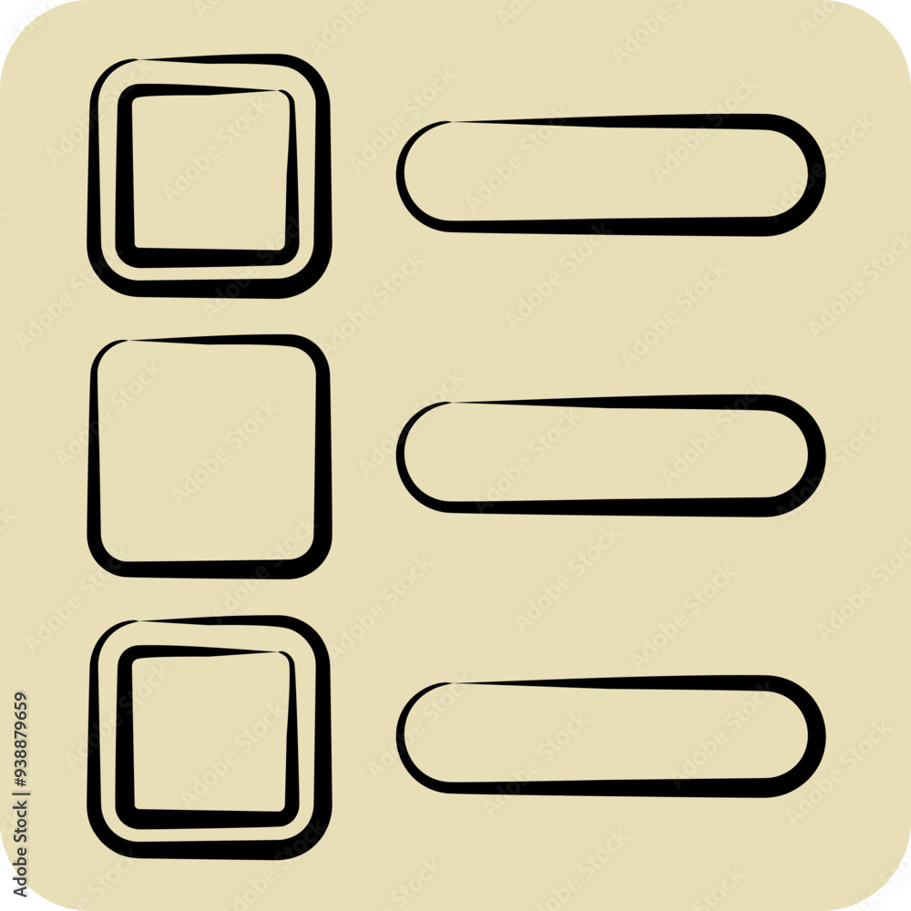 Icon List. related to Choice symbol. hand drawn style. simple illustration Icon List. related to Choice symbol. hand drawn style. simple illustration