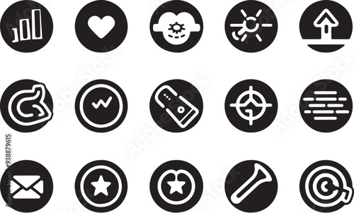 A clean vector icon set including a user engagement, bounce rate, page views, and heat map .icons in black and white style with isolated on white