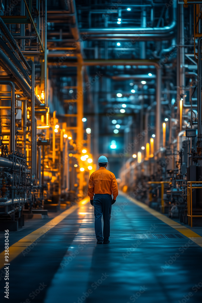 custom made wallpaper toronto digitalIndustrial Focus: Engineer Walking Through High-Tech Facility.
