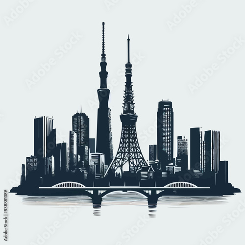 Shanghai China city skyline vector silhouette