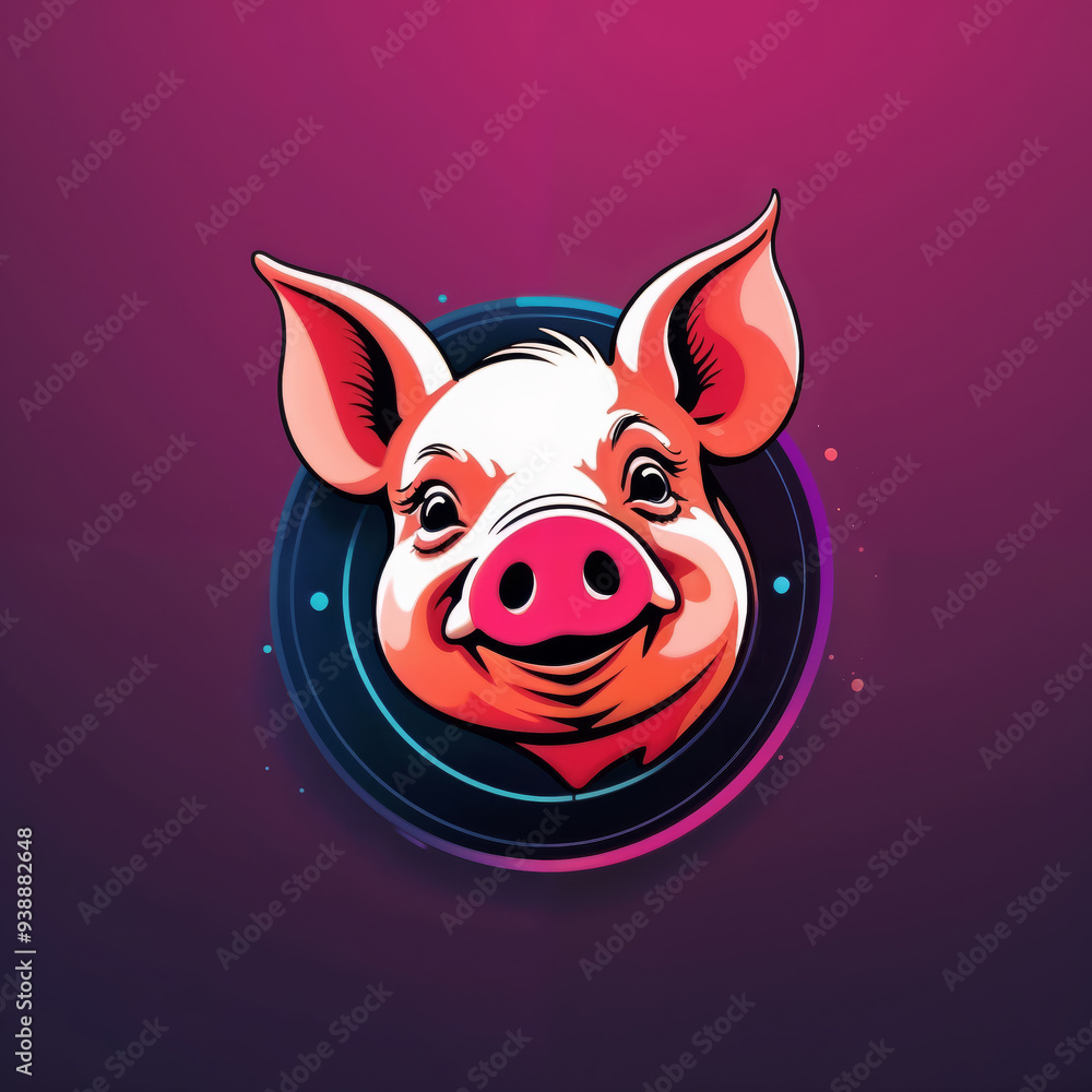 A circular logo with a pig design suitable for crypto currencies A circular logo with a pig design suitable for crypto currencies