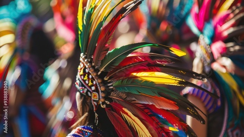 Close-up of performers at a cultural celebration event.