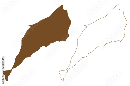 Karaginsky island (Russia, Russian Federation, Kamchatka Krai) map vector illustration, scribble sketch Karaginskiy map