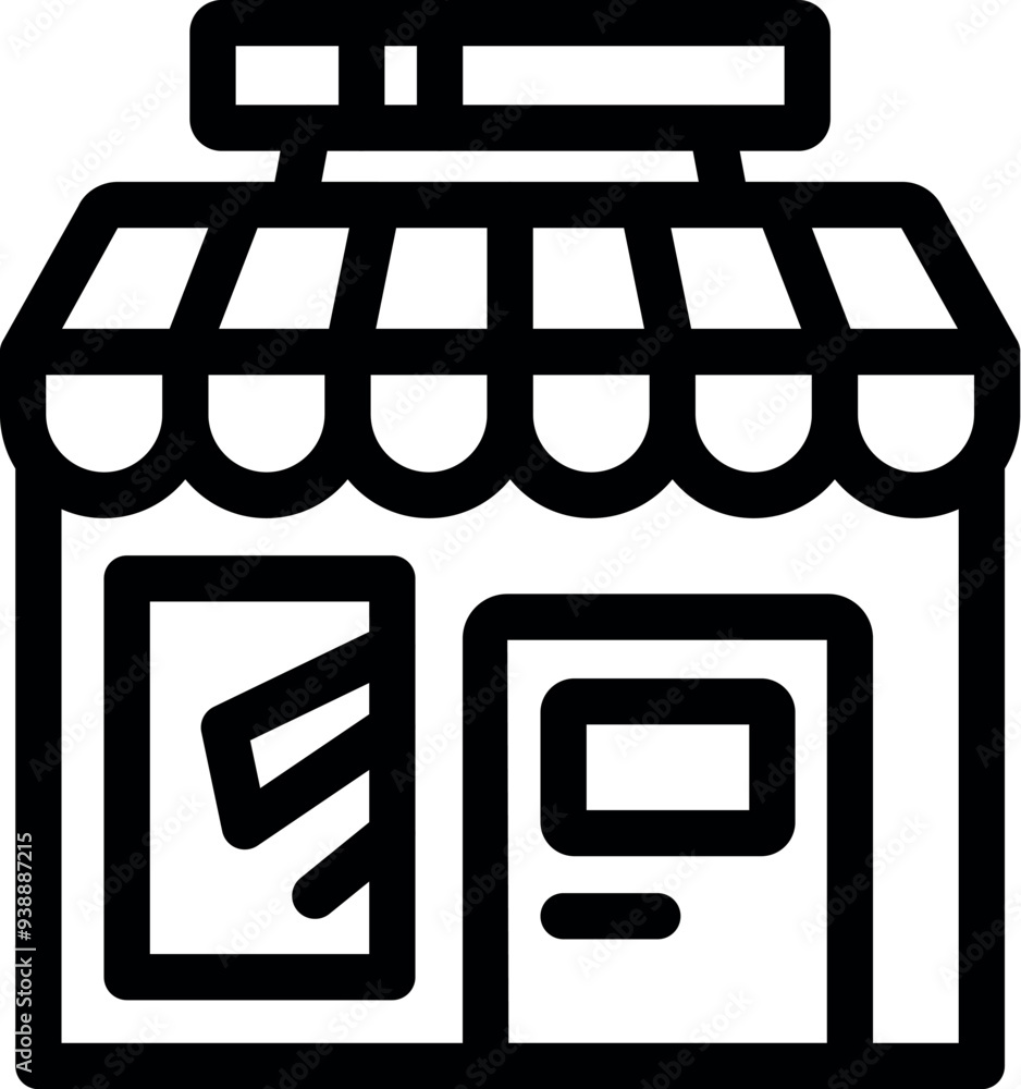 Simple line icon of a storefront building with large windows perfect for retail businesses Simple line icon of a storefront building with large windows perfect for retail businesses