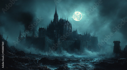 A gothic dark castle illustration with a mysterious and spooky atmosphere, suitable for fantasy and horror-themed content.