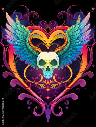 Skull and Winged symmetry layout illustration