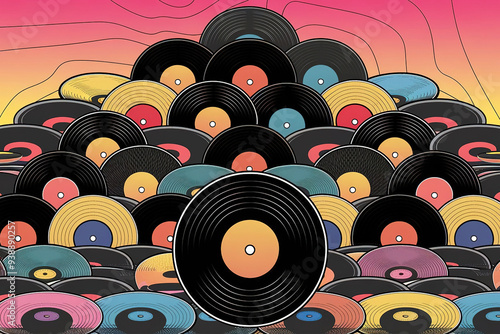 Vinyl records as background. Vintage records