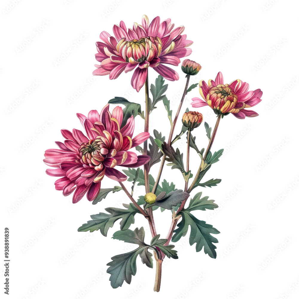 Obraz premium A beautiful bouquet of pink chrysanthemums showcases the beauty of summer blooms