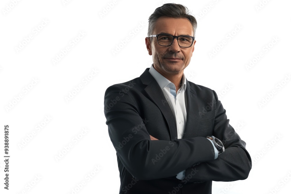 Happy businessman arms folded isolated on white Happy businessman arms folded isolated on white