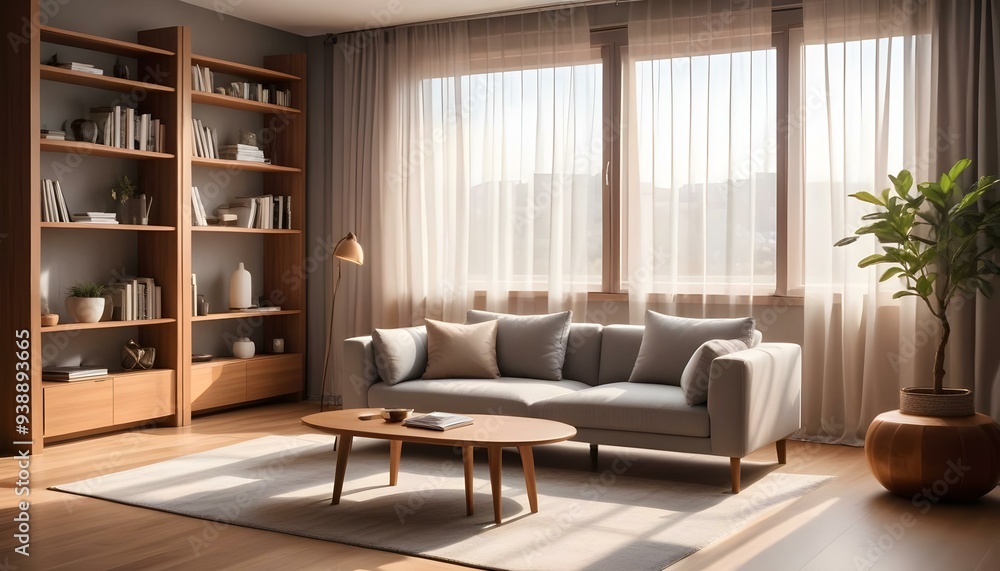 Interior mockup In a white room a blue sofa is placed next to a photo frame on the wall Interior mockup In a white room a blue sofa is placed next to a photo frame on the wall