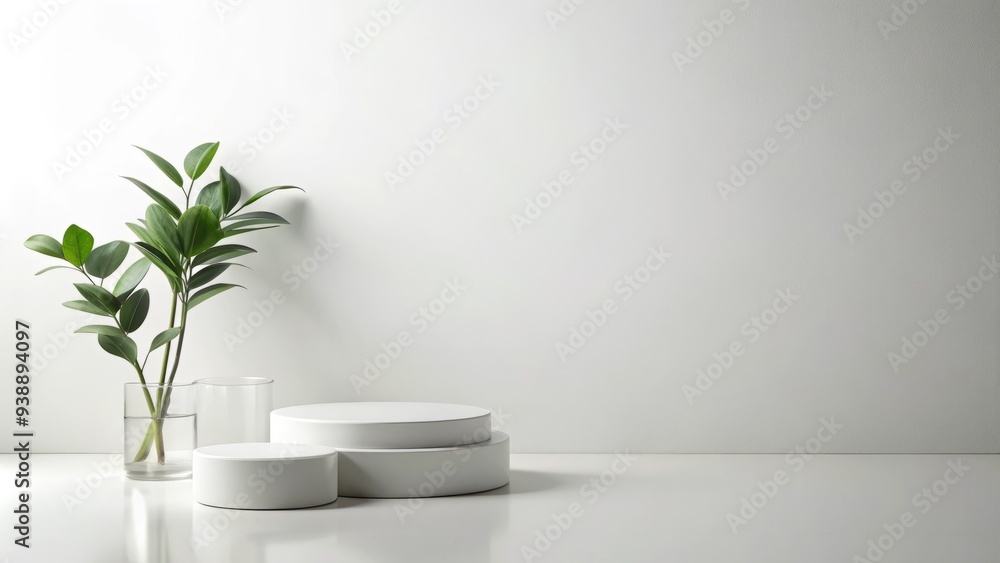 Fototapeta premium Crisp and clean, a bright white background provides a neutral and serene atmosphere, ideal for product showcases, textures, or minimalist compositions.
