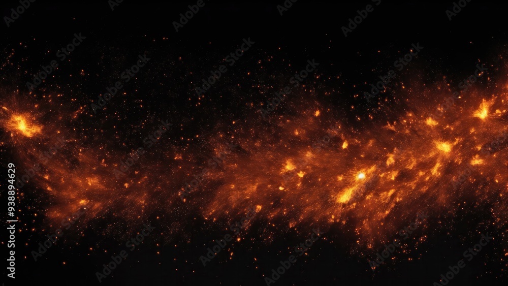 Fire particles sparks over black background, Abstract dark glitter fire particles lights Fire particles sparks over black background, Abstract dark glitter fire particles lights