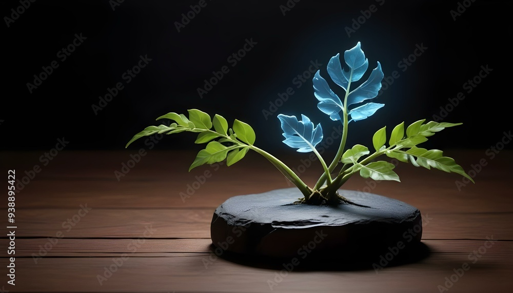 A plant growing in a wooden box with the sun behind it A plant growing in a wooden box with the sun behind it