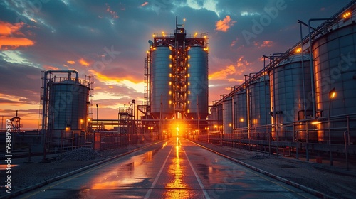 Modern agricultural silos store and dry grains like wheat and corn, representing a key concept in agribusiness.
