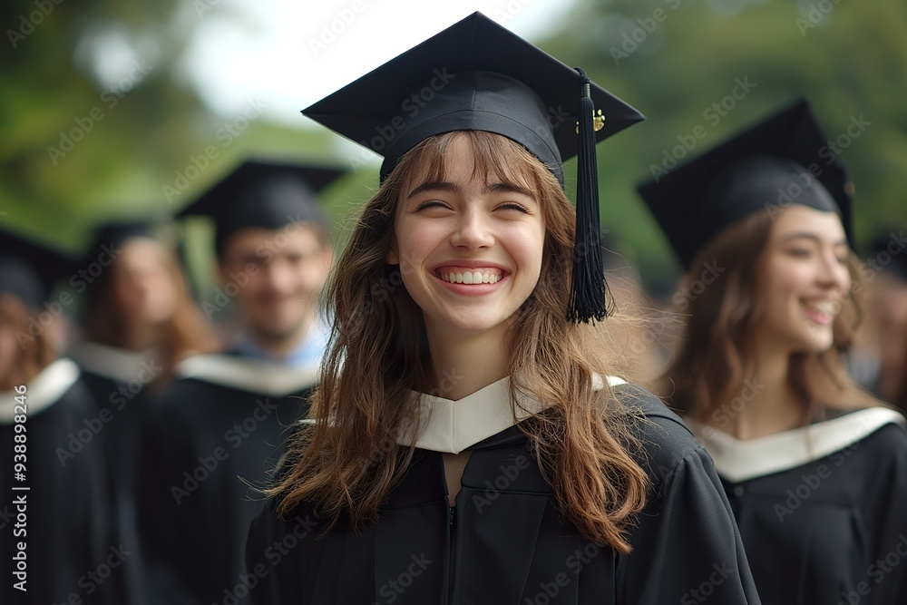 a group of graduates walking together, laughing and chatting a group of graduates walking together, laughing and chatting