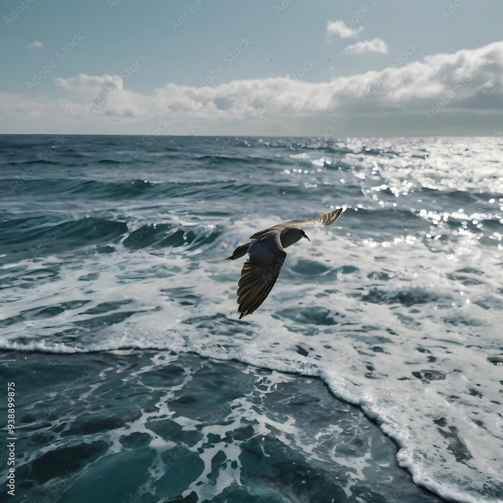 Naklejka premium Bird on the ocean