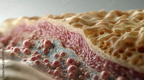 cross section of thehuman epidermis showing all componants, use shadow and light photo