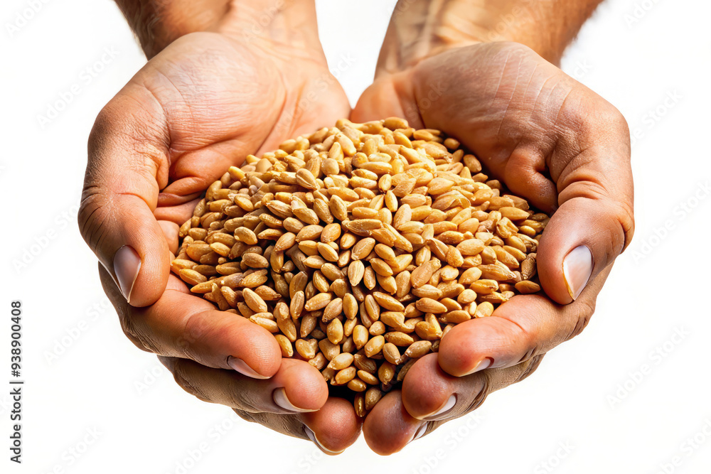 Hands Holding Wheat Grains - Closeup Hands Holding Wheat Grains - Closeup