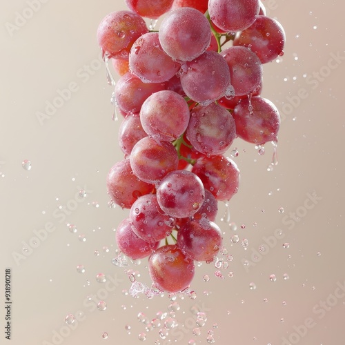 Fresh grapes splashing with water, capturing the essence of hydration and vitality in a vibrant, eye-catching image.