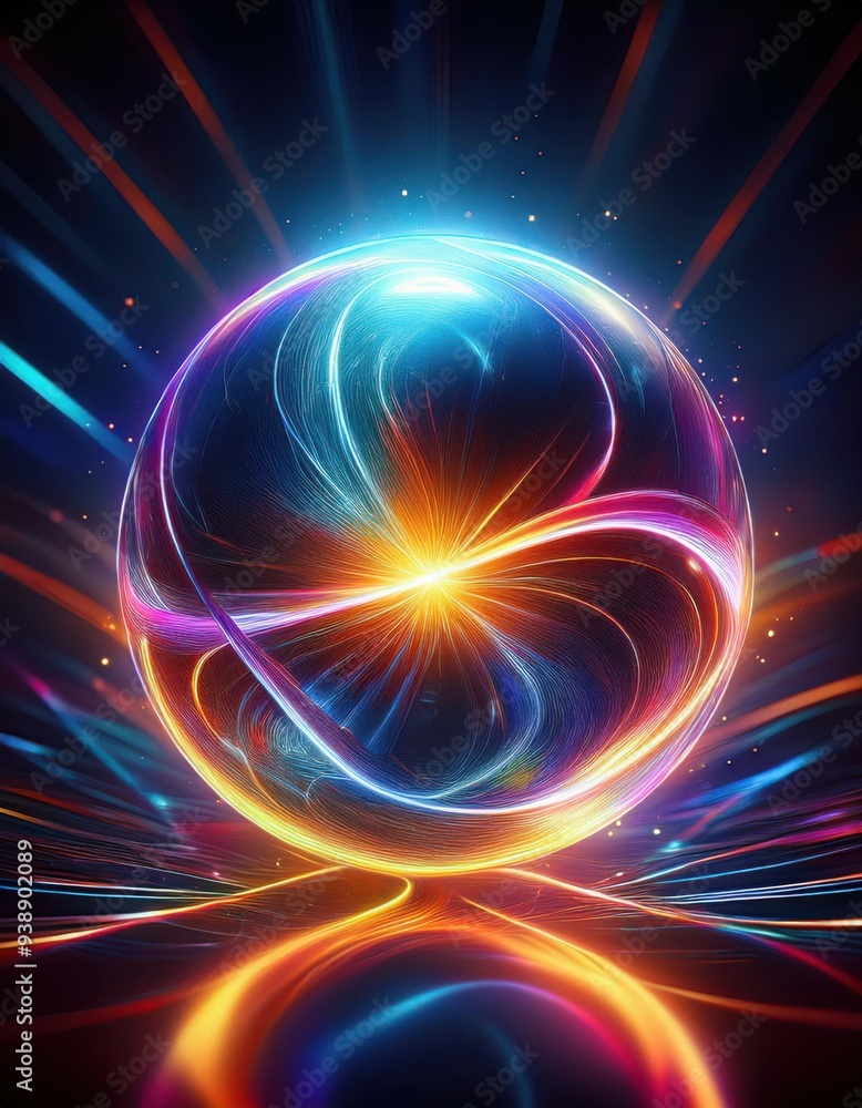Glowing Magnetic Sphere Surrounds Object Glowing Magnetic Sphere Surrounds Object