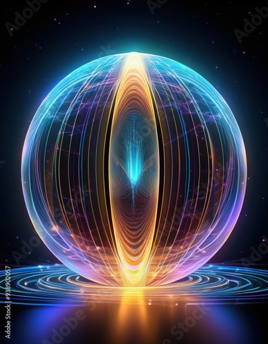 Glowing Magnetic Sphere Surrounds Object