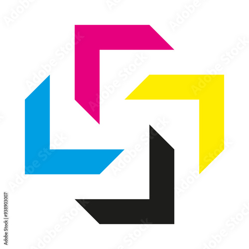Free Download Four Rotating Chevron Stripes CMYK Icon - GFXLoad