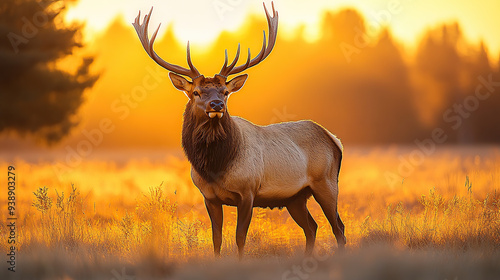 Wallpaper Mural A majestic elk standing tall in the golden sunset Torontodigital.ca