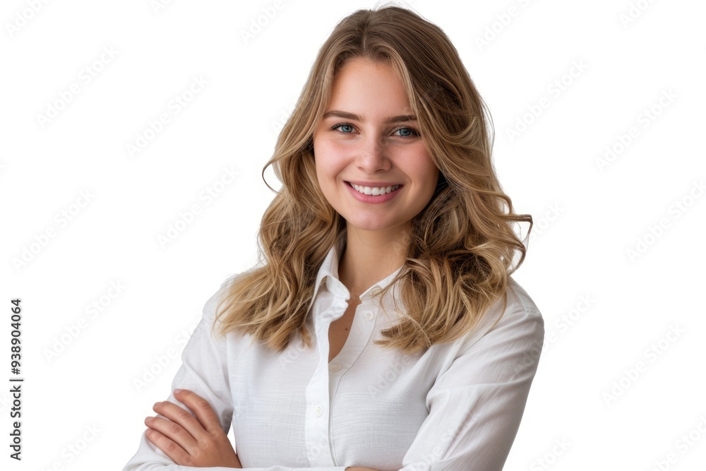 Isolated portrait of smiling business woman with crossed arms. Isolated portrait of smiling business woman with crossed arms.